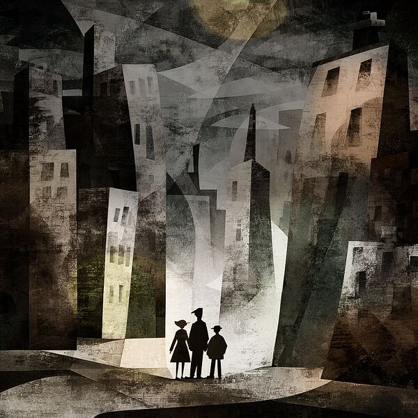 Between Crooked Towers Print