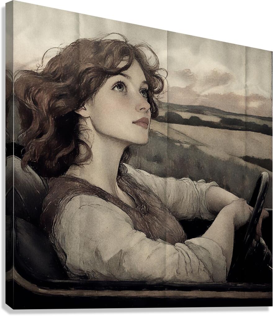 She Drives Through Poetry Canvas Print