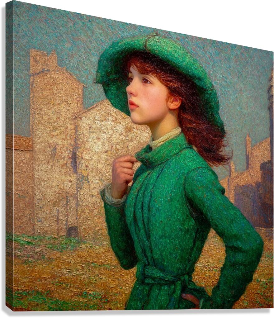 A Portrait in Green Canvas Print