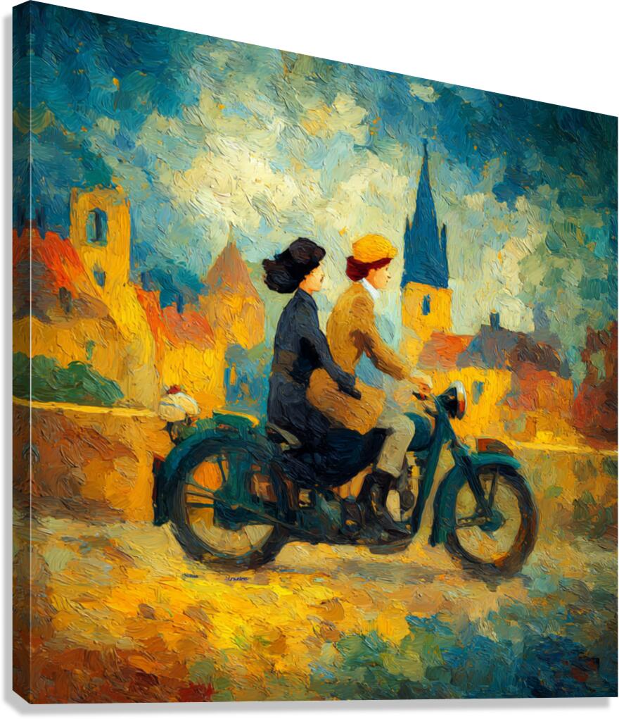 The Blue Motorcycle Canvas Print