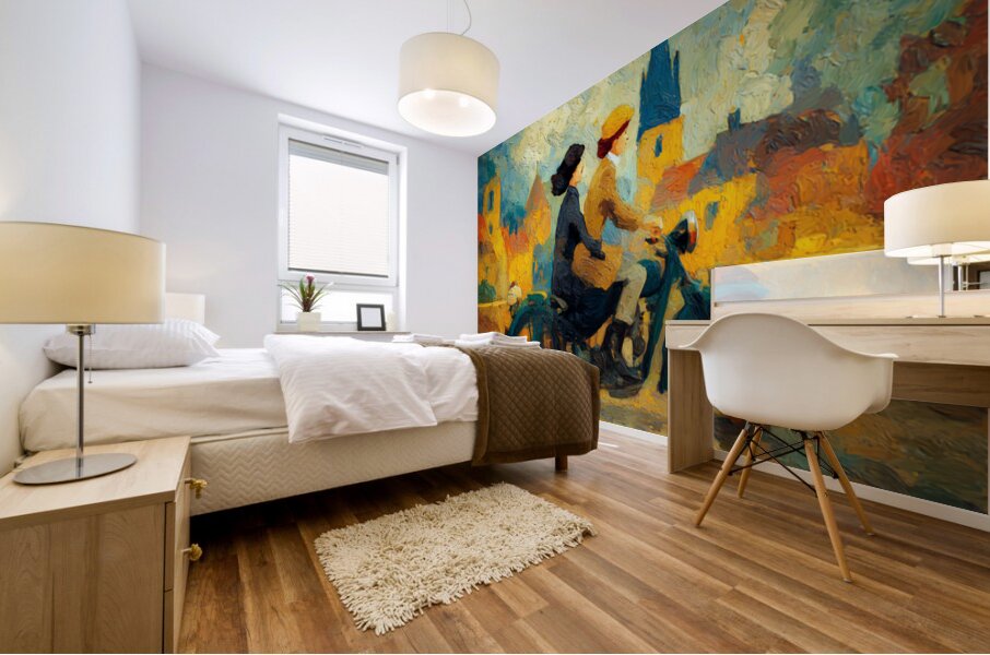 The Blue Motorcycle Mural print