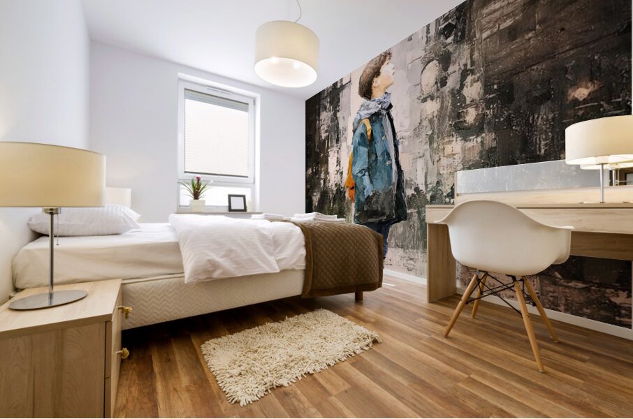 In Orange Boots Mural print