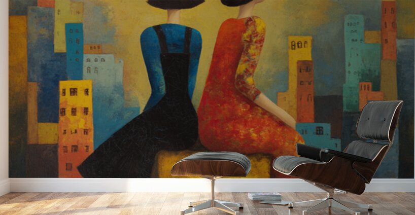 Red and Blue Wall Murals