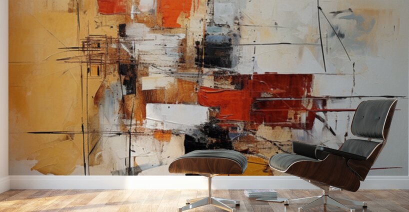 Crosscuts of Red and Black Wall Murals