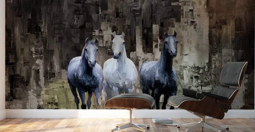 White Horses Wall Murals